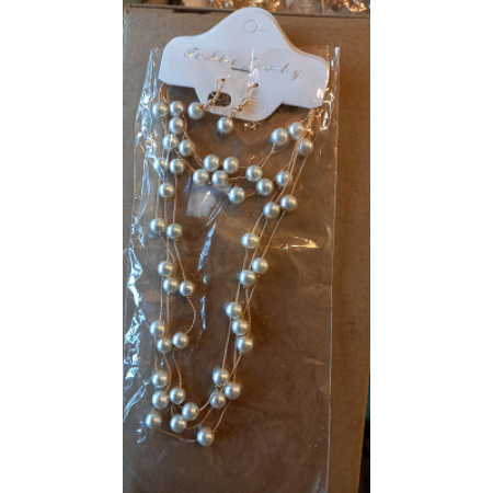 Pearl Necklace + 1 Pair of Pearl Earrings By SKJewels